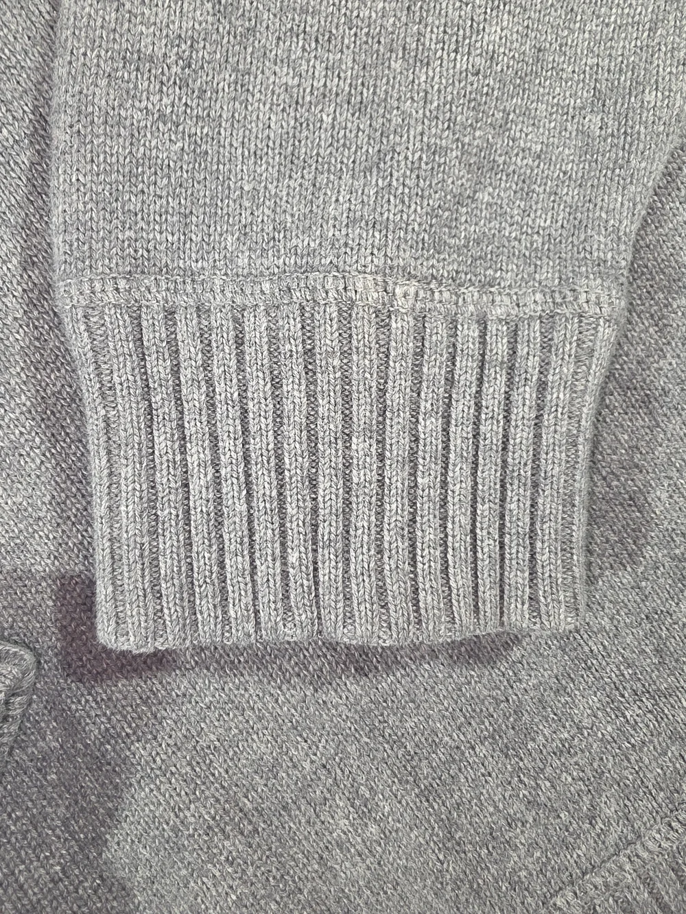 Eddie Bauer Gray Zip-Neck Sweater with Olive Trim